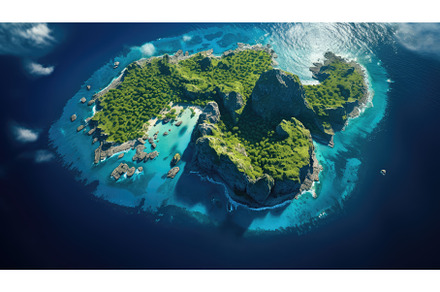 nature mountain island sea landscape, a Nature Photo by pikepicture