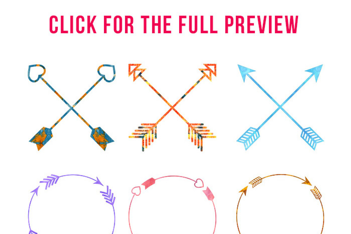 12 Watercolor Arrow Arrangements, an Illustration by The Digital Download Shop (Photo 3 of 3)