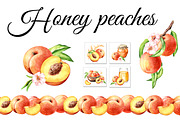 Honey Peaches. Original Watercolor, a Food Illustration by Daria Ustiugova (Thumbnail 1 of 21)