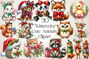Watercolor Cute Animals Clipart, an Illustration by DreamPrint404