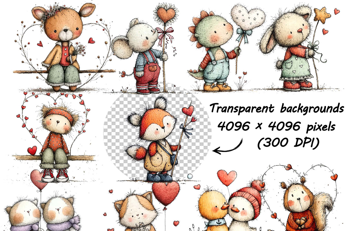 Romantic Couple & Animal Valentine, a Graphic by one-touch (Photo 6 of 8)