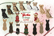 Christmas Yorkie Clipart, an Animal Illustration by ColorfulPT (Thumbnail 1 of 5)