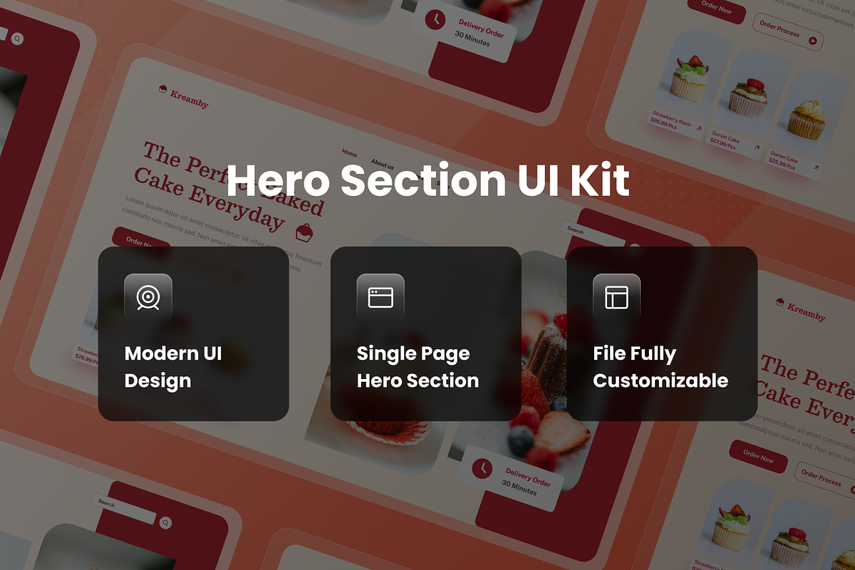 Kreamby Bakery Cake Service Section, an UI Kit Template by SquidPixey (Photo 3 of 3)