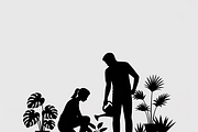 silhouette couple gardening together, an Illustration by Amazin_art (Thumbnail 4 of 11)