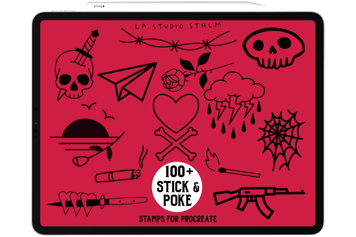 Stick & Poke - Tattoo Stamp Set, a Brush Add-On by LA Studio Sthlm (Photo 2 of 4)