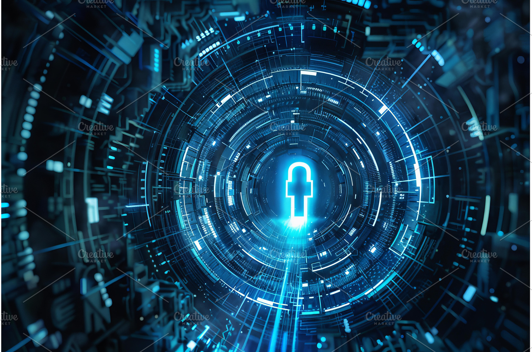 Digital padlock floating in, a Technology Photo by Ylivdesign