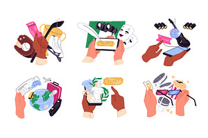 Hands booking tickets online set, a Person Illustration by PaperTrident
