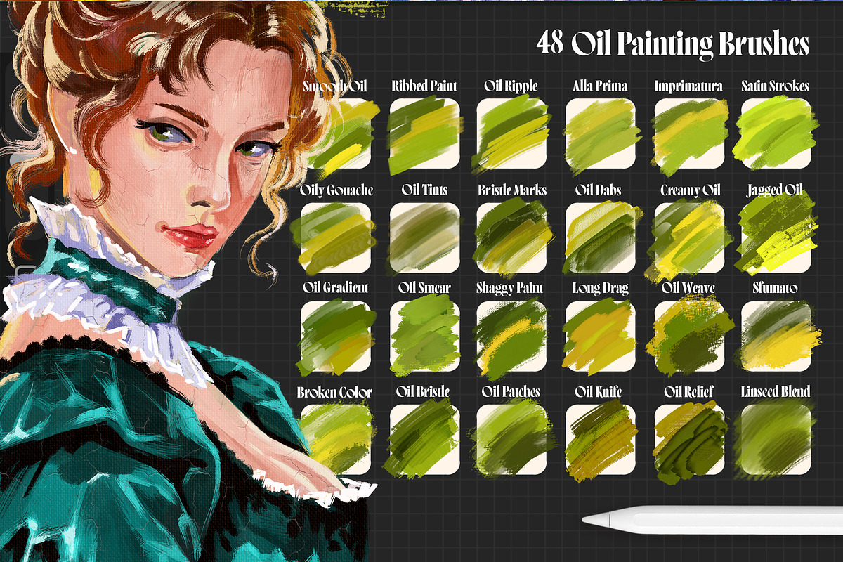 PROCREATE VINTAGE OIL PAINTING KIT, a Brush Add-On by AlexandraArt (Photo 4 of 9)