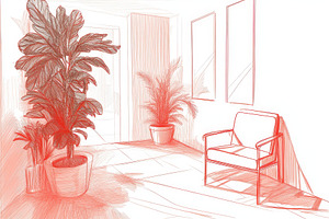 Interior sketch featuring continuous, a Photo by Pavel_design
