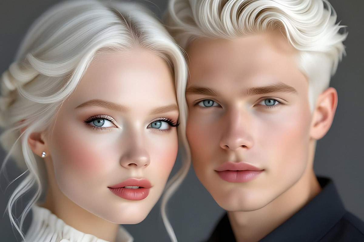 Young Man and Women with Albino Hair, a Person Illustration by Sharon Schwalbe (Photo 2 of 3)