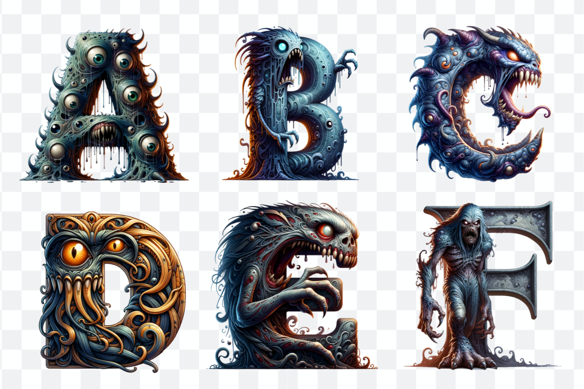 Monster Font Alphabet and Numbers, a Symbol Font by Bubble Pixel (Photo 3 of 8)