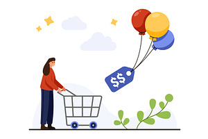 Rising Prices and Inflation Shopping, an Object Illustration by Flashvector