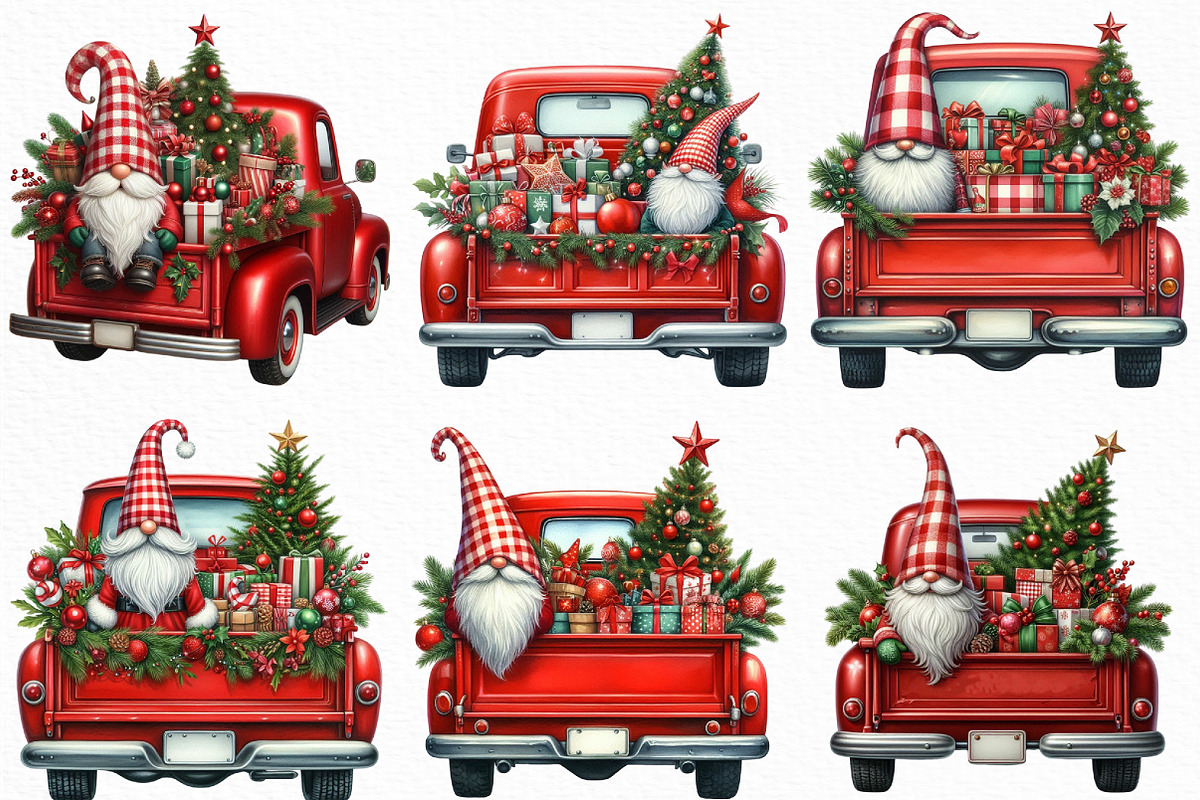Merry Christmas Truck PNG Clipart, an Illustration by Craft Nest (Photo 4 of 5)