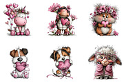 Valentines Whimsical Animals Clipart, an Illustration by CreationArt (Thumbnail 2 of 5)