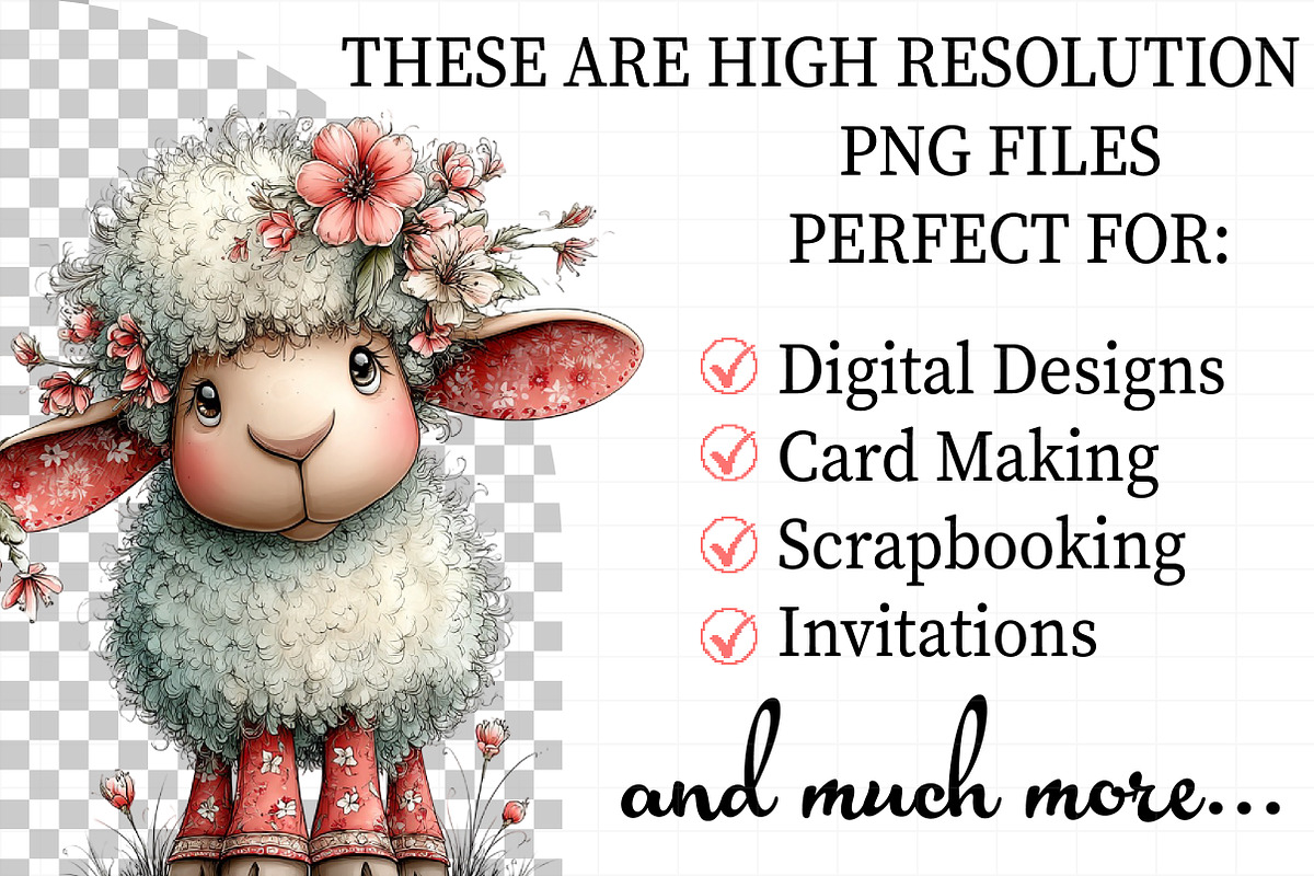 Whimsical Spring Sheep Clipart PNG, an Illustration by Daily.Designs (Photo 2 of 8)