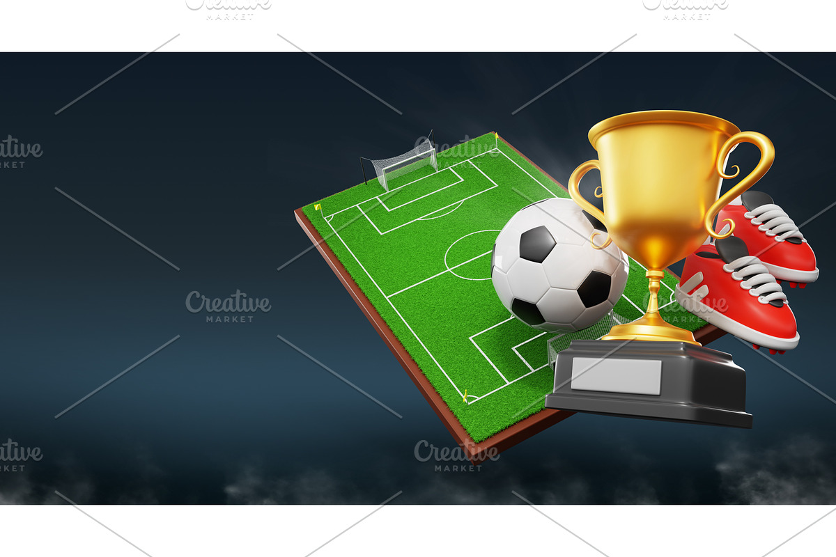 3d football background with champion, a Sport Illustration by Marozhkastudio