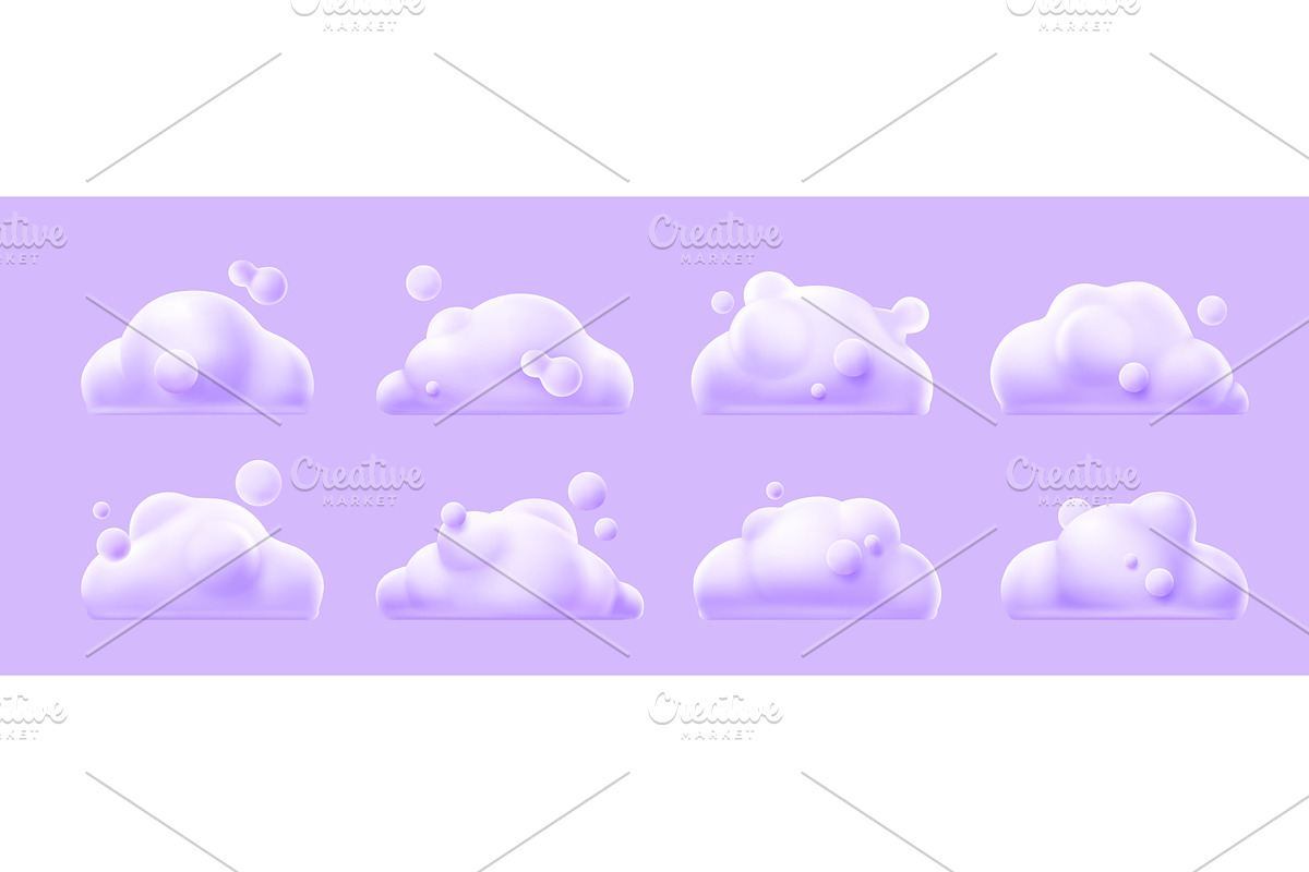 3d render white clouds, fluffy, an Environmental 3D Model by art PVP - market