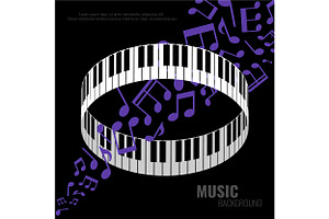 Music Background with Round Piano, a Decorative Illustration by PsychocheArt
