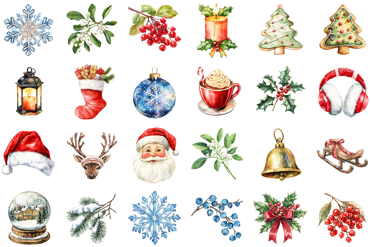Watercolor Christmas DIY Elements Se, an Illustration by Sublimation Artist (Photo 2 of 6)