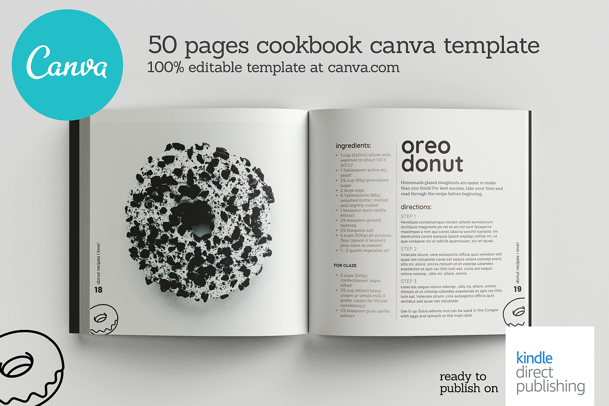Square Donuts Recipes Canva Template, a Templates & Theme by DeLaGranSiete (Photo 10 of 12)