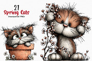 Whimsical Floral Spring Cats Png, an Illustration by SinaCreation (Thumbnail 1 of 7)
