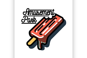 Color vintage Amusement park emblem., a Decorative Illustration by Netkoff