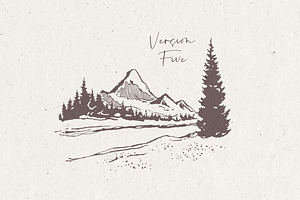 Hand Drawn Mountain Landscapes