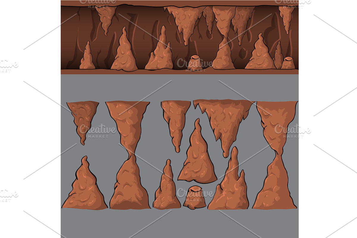Seamless cartoon vector cave, an Illustration by piter.goskov
