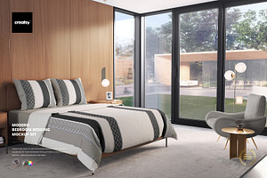 Modern Bedroom Bedding Mockup Set, a Product Mockup by creatsy5