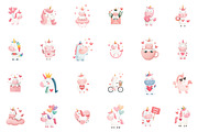 Watercolor Unicorn Valentines Clipar, an Illustration by Sublimation Artist (Thumbnail 2 of 6)