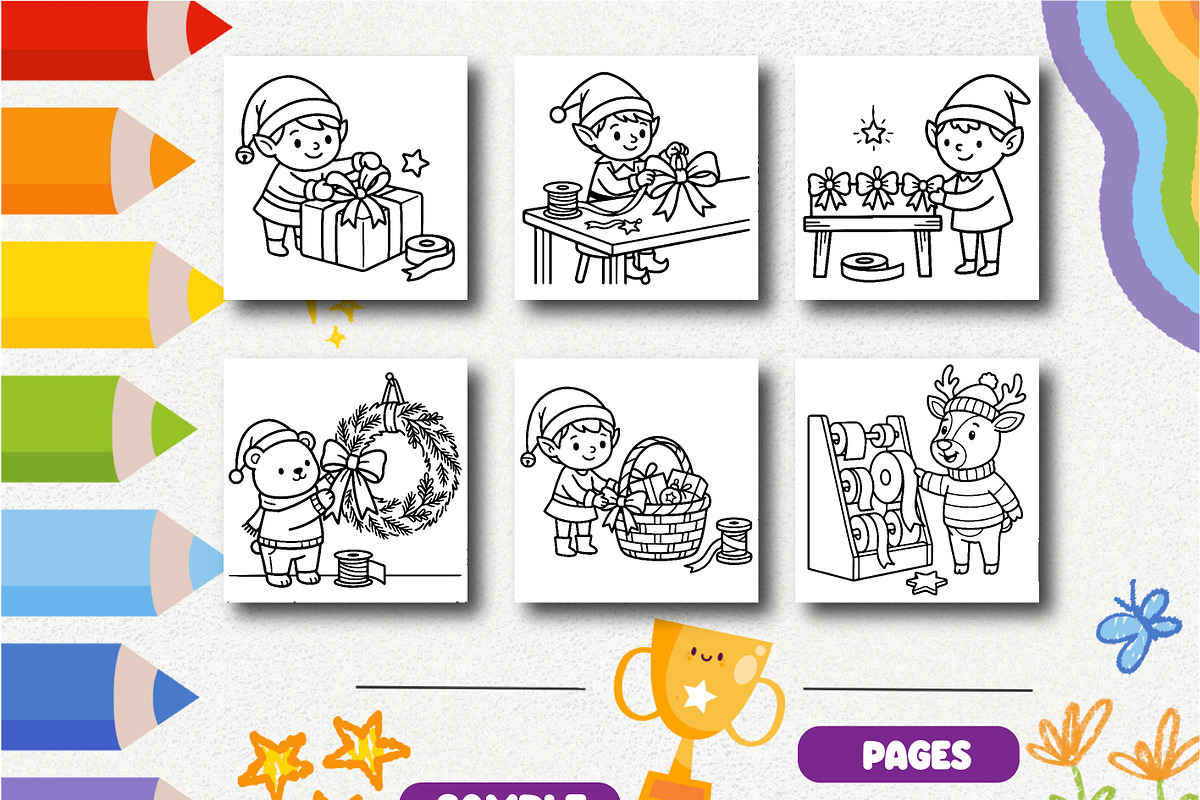 Christmas Ribbon Shop Coloring, a Seasonal Illustration by Design Zone (Photo 4 of 5)