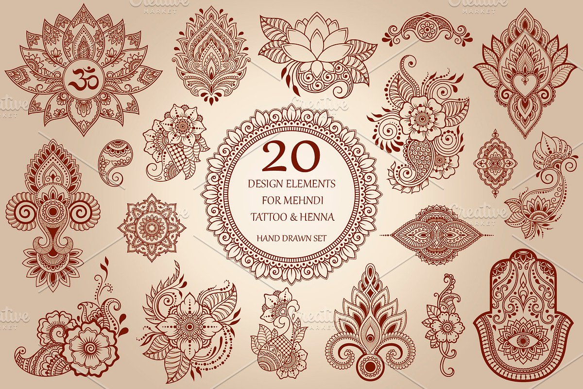 Set floral elements, a Decorative Illustration by Katika Shop (Photo 1 of 6)