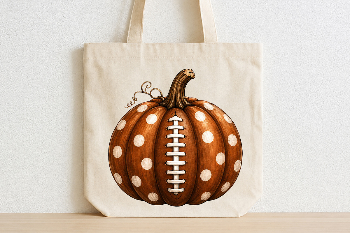 Fall Autumn Football Pumpkin PNG, a Seasonal Illustration by CraftArtStudio (Photo 2 of 4)