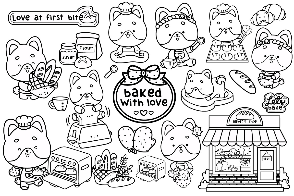 Dog and Bakery Clipart - Shiba Inu, an Animal Illustration by Inkley Studio (Photo 1 of 2)