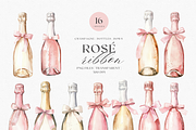 Romantic Pink Champagne & Bows, a Decorative Illustration by ThaismotaCreativeCo (Thumbnail 1 of 6)