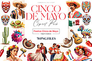 Cinco De Mayo Clipart, Sombrero PNG, a Seasonal Illustration by BrushstrokeArtGB (Thumbnail 1 of 9)