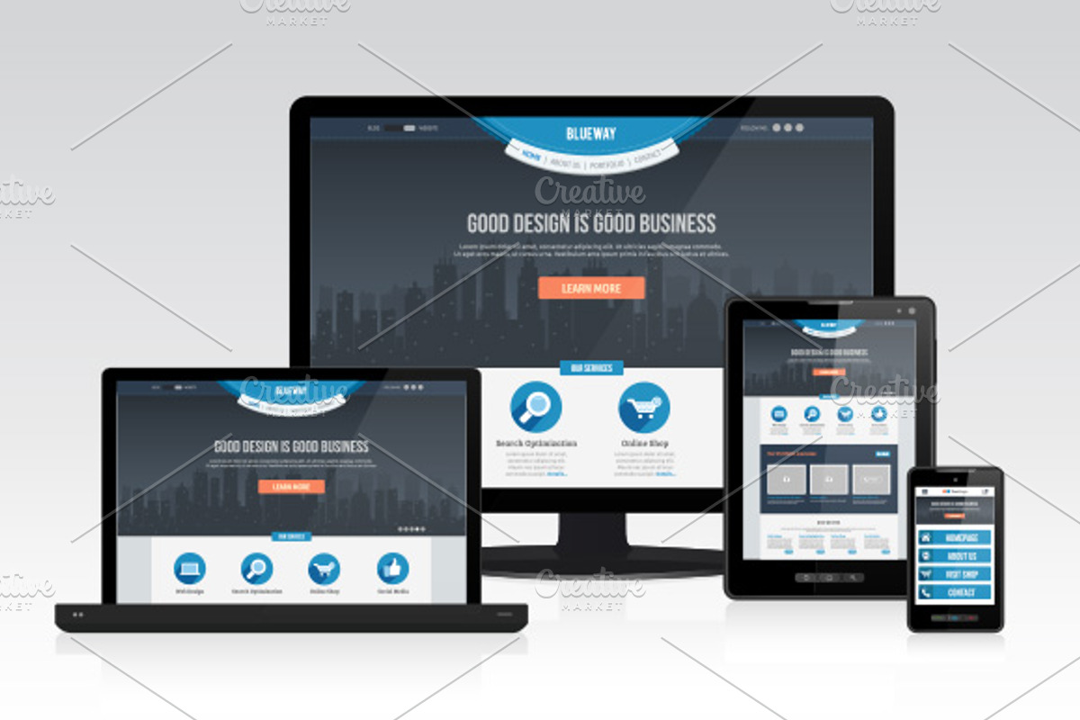 Responsive Web Mockup Set, an iPhone Mockup by Seyyahil