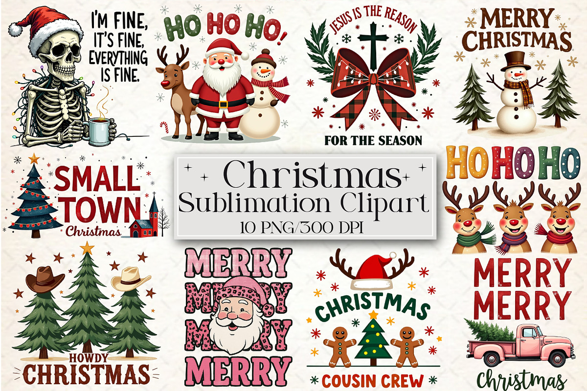 Christmas Sublimation Clipart, an Illustration by Libby Wishes (Photo 1 of 11)