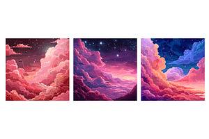 Pink clouds skyline cartoon vector, a Texture Illustration by Stock-Smart-Start