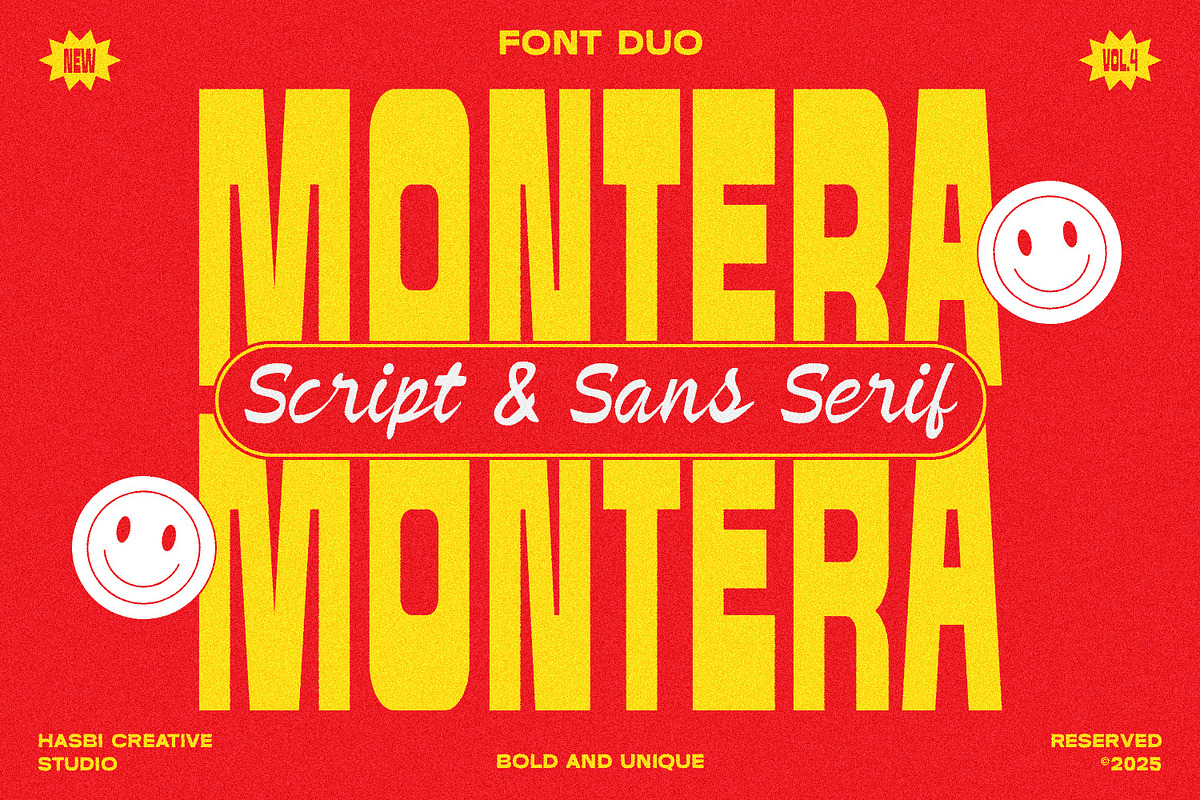Montera - Retro Bold Sans & Script, a Font by Hasbi Creative (Photo 1 of 13)