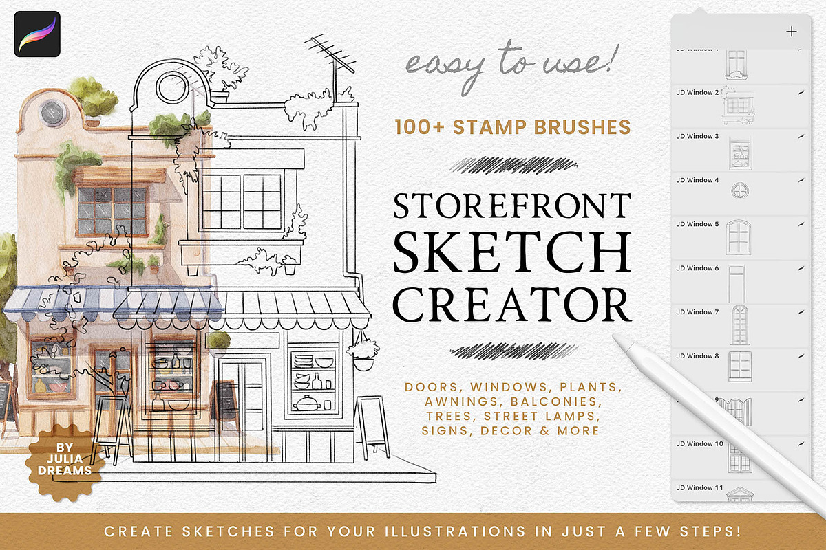 Storefront Creator Brushes Procreate, a Brush Add-On by Julia Dreams (Photo 1 of 6)