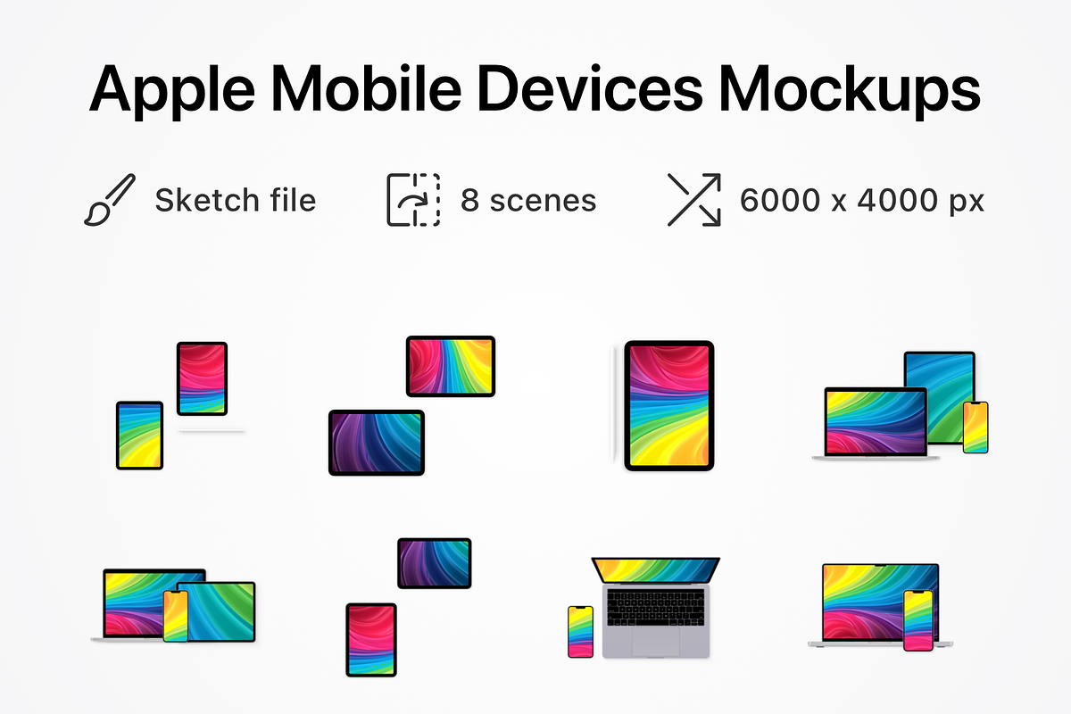 Apple Mobile Devices 8 Mockups, an iPhone Mockup by Spojeeto Devices Mockups (Photo 1 of 9)