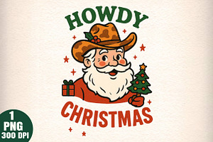 Howdy Christmas Western Santa Cowboy, an Illustration by Daily.Designs