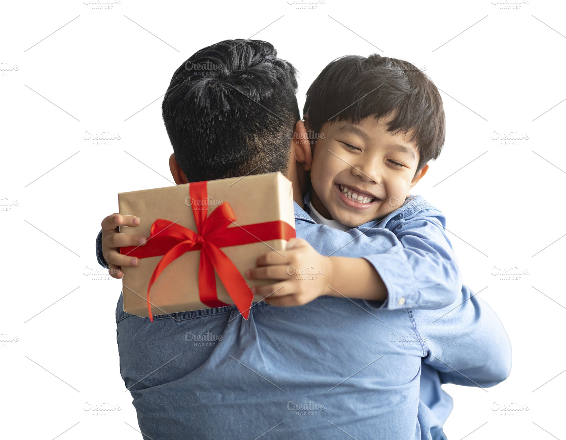 Father hugging his child after receiving a handmade fathers day, a Person Photo by DanFLCreativo