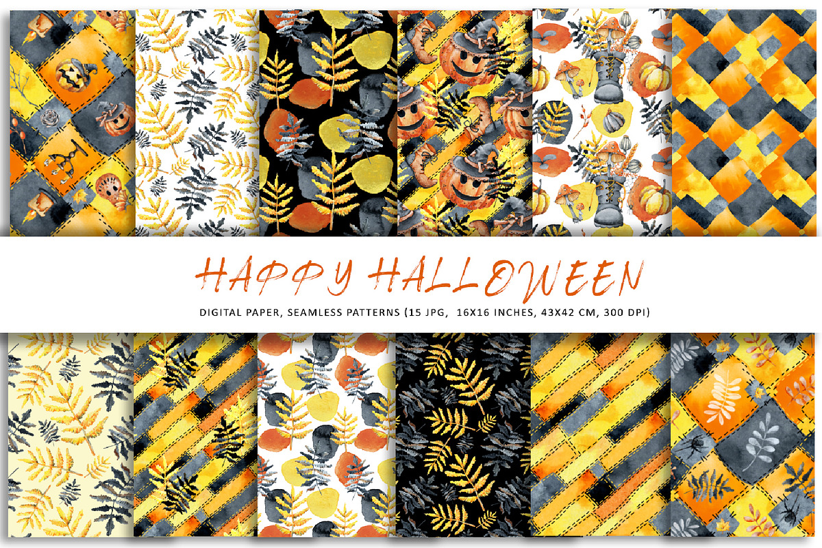 Happy Halloween digital paper set, a Pattern Graphic by Artmanata (Photo 2 of 10)
