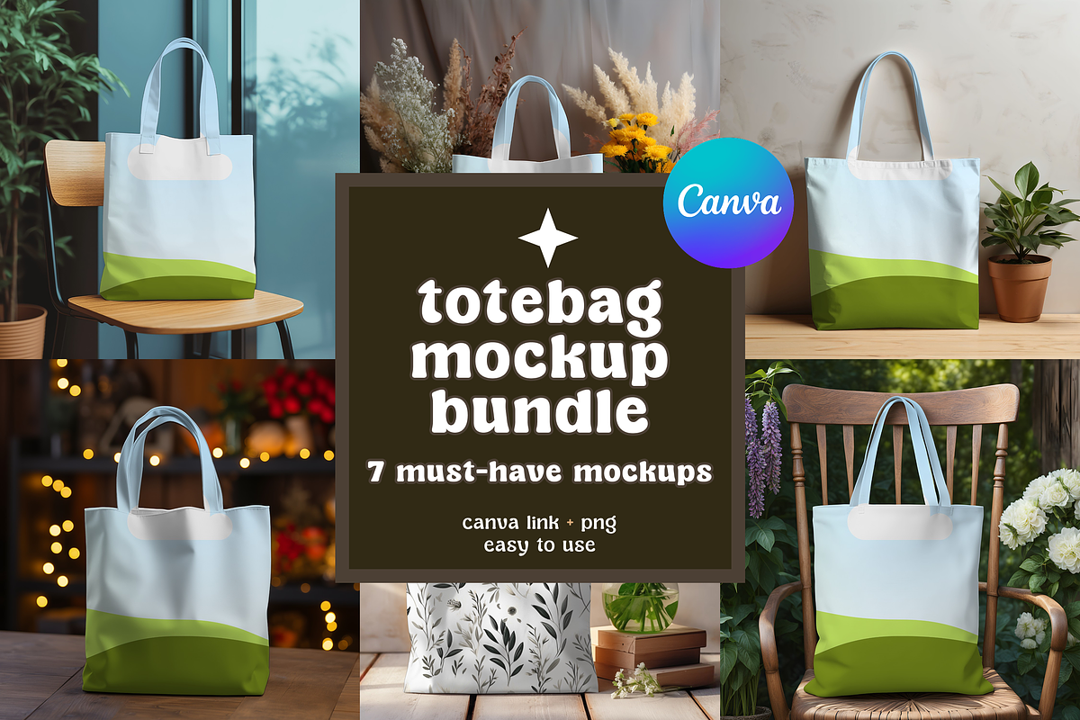 Totebag Canva Mockups Bundle, a Merchandise Mockup by PrintStarXS (Photo 1 of 5)