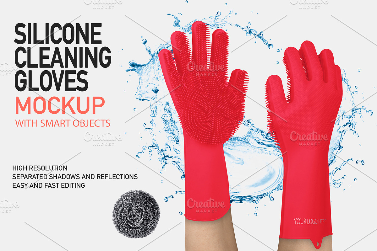 SILICONE GLOVES MOCK-UP (ONLY COLOR), a Product Mockup by Moonlight Creative (Photo 1 of 5)