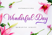 Wonderful Day - Romantic Script, a Script Font by Almarkhatype (Thumbnail 1 of 11)