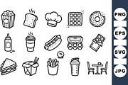 Hand Drawn Food Icon Set, an Illustration by designvectx (Thumbnail 1 of 3)