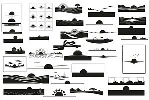 sunset horizon wall art design, an Illustration by Amazin_art